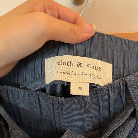 Cloth & Stone Marcel Corduroy Belted Cropped Wide-Leg Pants Teal Size Small - Picture 4 of 4